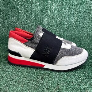 Michael Kors Felix Trainers Women's Sneakers White Gray Red Logo Size 6.5